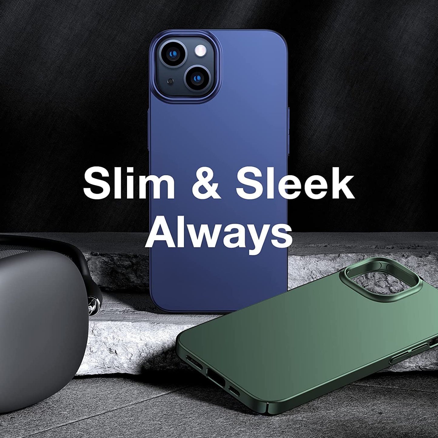 TORRAS Slim Fit for Iphone 14 Case/Iphone 13 Case Ultra-Thin Sturdy Protective Cover with Non-Slip Grip & No Fingerprint Hard Plastic Super Slim Phone Case for Iphone 14/13 (6.1) Inch, Navy Blue  TORRAS   