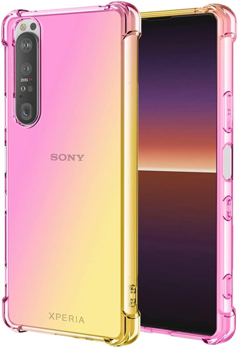 Ueokeird for Sony Xperia 5 Iii/Xperia 5III 5G XQ-BQ72 Case, Clear Cute Gradient Phone Case Slim anti Scratch Flexible TPU Cover Shockproof Protective Case for Sony Xperia 5 III (Pink/Gold)  Ueokeird   