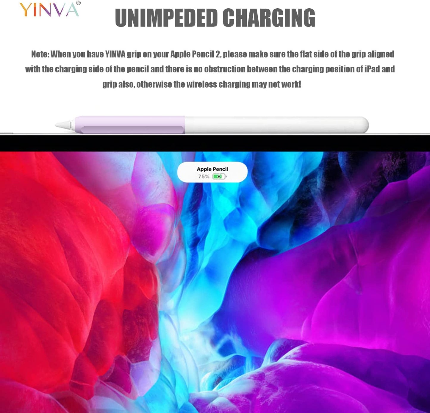 4 Pack Ergonomic Grip Designed for Apple Pencil 2Nd Generation,Yinva Silicone Case Cover Sleeve Compatible with Apple Pen 2 Gen Support Magnetic Charging (Pink, Purple,Blue,Black)  YINVA   