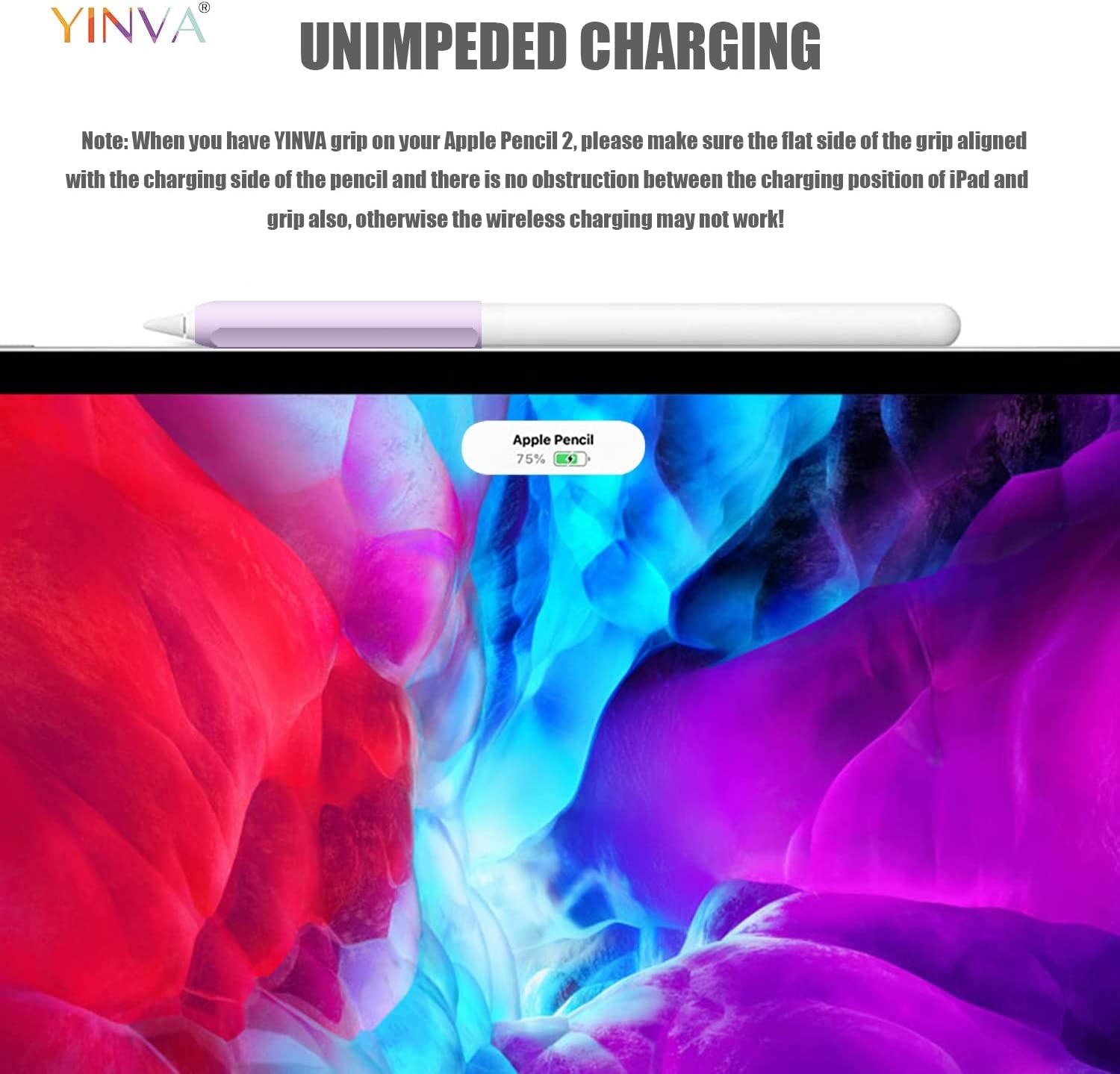 4 Pack Ergonomic Grip Designed for Apple Pencil 2Nd Generation,Yinva Silicone Case Cover Sleeve Compatible with Apple Pen 2 Gen Support Magnetic Charging (Pink, Purple,Blue,Black)  YINVA   