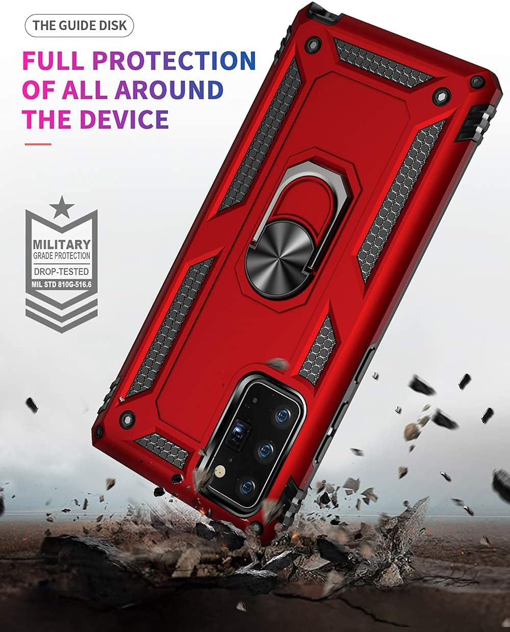 Military Grade Drop Impact for Samsung Galaxy Note 20 Case Note 20 5G Case 360 Metal Rotating Ring Kickstand Holder Armor Heavy Duty Shockproof Case for Galaxy Note 20 5G Phone Case (Sliver)  Dionsibei   