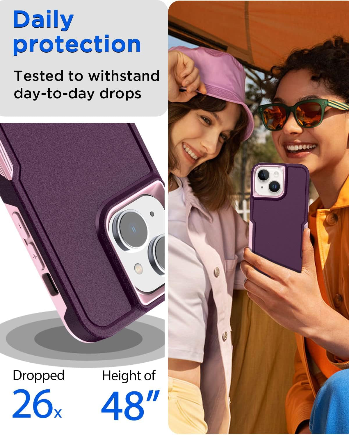 Aicase for Iphone 13 Case with Glass Screen Protector,Heavy Duty Drop Protection Full Body Rugged Shockproof Military Protective Tough Durable Cover for Iphone 13 6.1"_4  AICase   