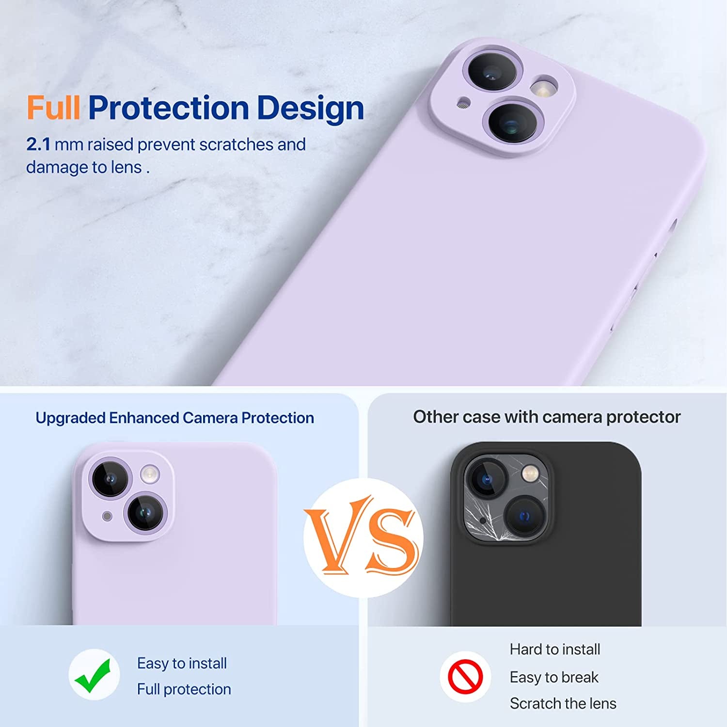 Miracase Designed for Iphone 14 Case with Screen Protector,[Upgraded Enhanced Camera Protection],Shockproof Liquid Silicone Case with Microfiber Lining, 6.1 Inch,Aqua Purple  Miracase   