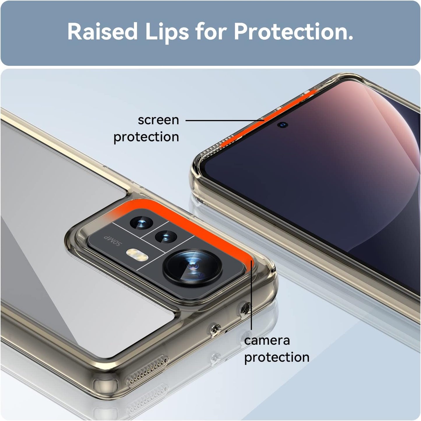 Zhuoopinn Case for Xiaomi Mi 12 Phone Case Slim Dropproof [Defend from Drop/Scratch/Slip/Fingerprint] Clear Acrylic Hard Back Soft TPU Bumper Hybrid Phone Cover for Xiaomi Mi 12-Crystal Black  Zhuoopinn   