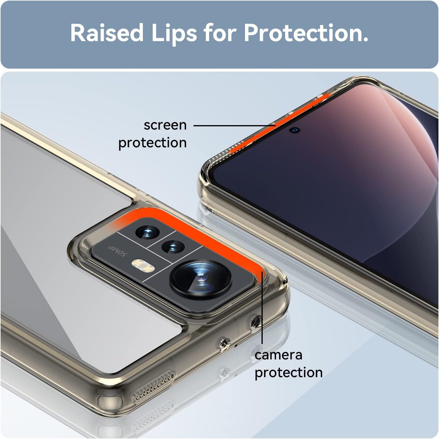 Zhuoopinn Case for Xiaomi Mi 12 Phone Case Slim Dropproof [Defend from Drop/Scratch/Slip/Fingerprint] Clear Acrylic Hard Back Soft TPU Bumper Hybrid Phone Cover for Xiaomi Mi 12-Crystal Black  Zhuoopinn   