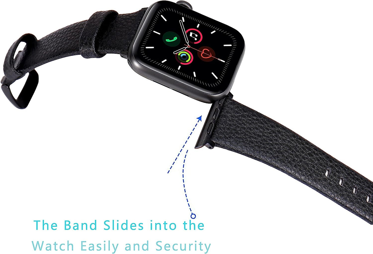 Heyon Leather Band Compatible with Apple Watch 42Mm 44Mm Men,None-Sewing Fashion Design Leather Iwatch Band for Series 6 5 4 3 2  Heyon   