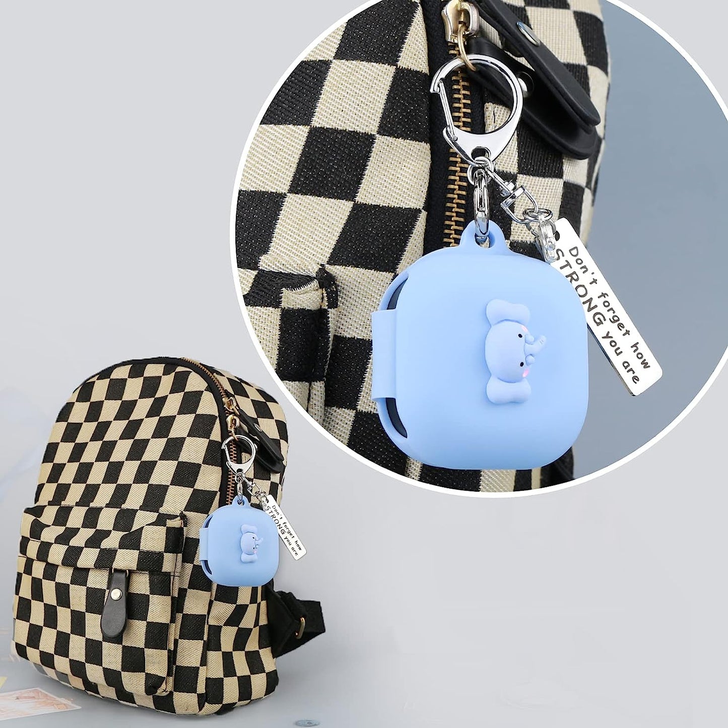 Wonhibo Cute Elephant Case for Samsung Galaxy Buds 2 Pro/Galaxy Buds 2/ Galaxy Buds Pro/Galaxy Buds Live,Blue Silicone Earbuds Cover with Keychain  Wonhibo headphone case   