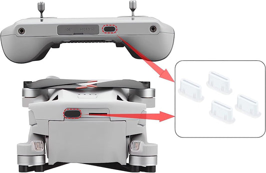 ZWLLKJGS Dust Plug for DJI Mini 3 Pro RC-N1 Remote Controller Charging Ports Protective Cover 4Pcs Type C Silicon Dust Cover Mini 3 Drone Accessories (White)  ZWLLKJGS   