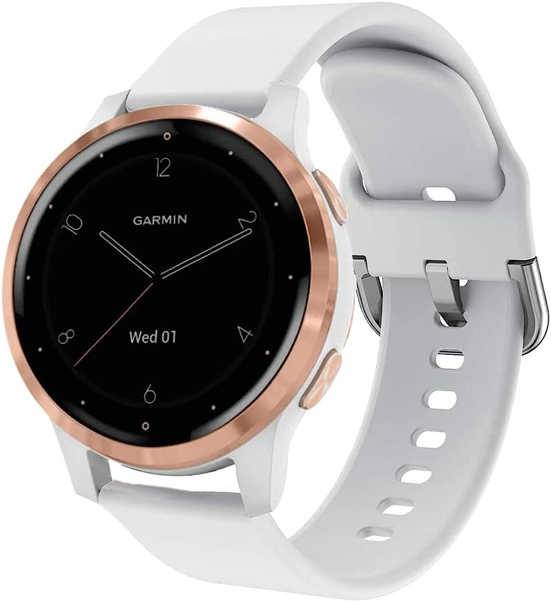 Vicrior Bands Compatible with Garmin Vivoactive 4S 40Mm / Venu 2S Smart Watch, 18Mm Quick Release Soft Silicone Fadeless Pattern Printed Floral Replacement Band for Garmin Vivomove 3S, Leopard  ViCRiOR White  