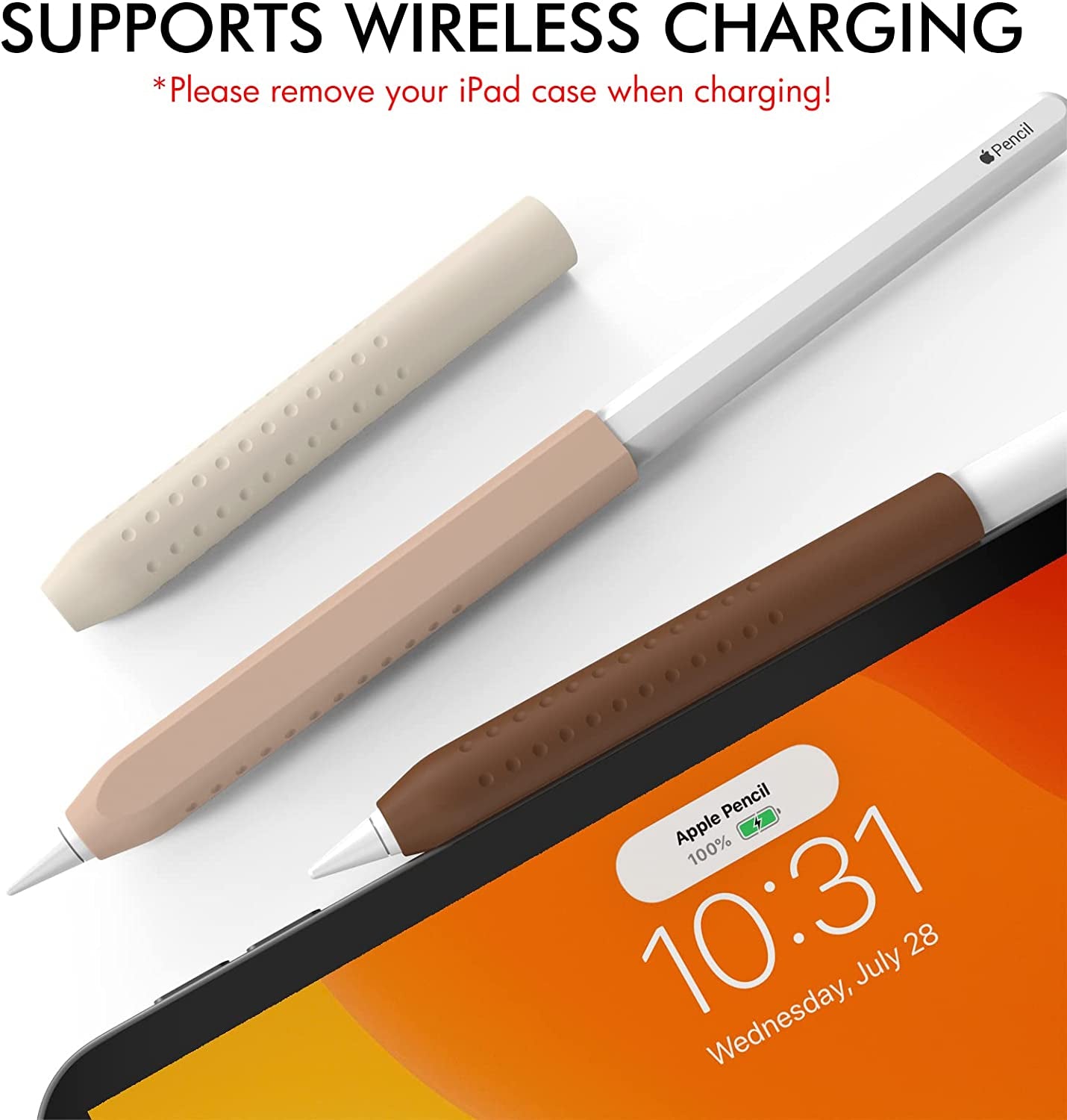 NIUTRENDZ 3 Pack Apple Pencil Grip Case Cover Silicone Sleeve Holder Compatible with Apple Pencil 2Nd Generation (Beige + Khaki + Brown)  NIUTRENDZ   