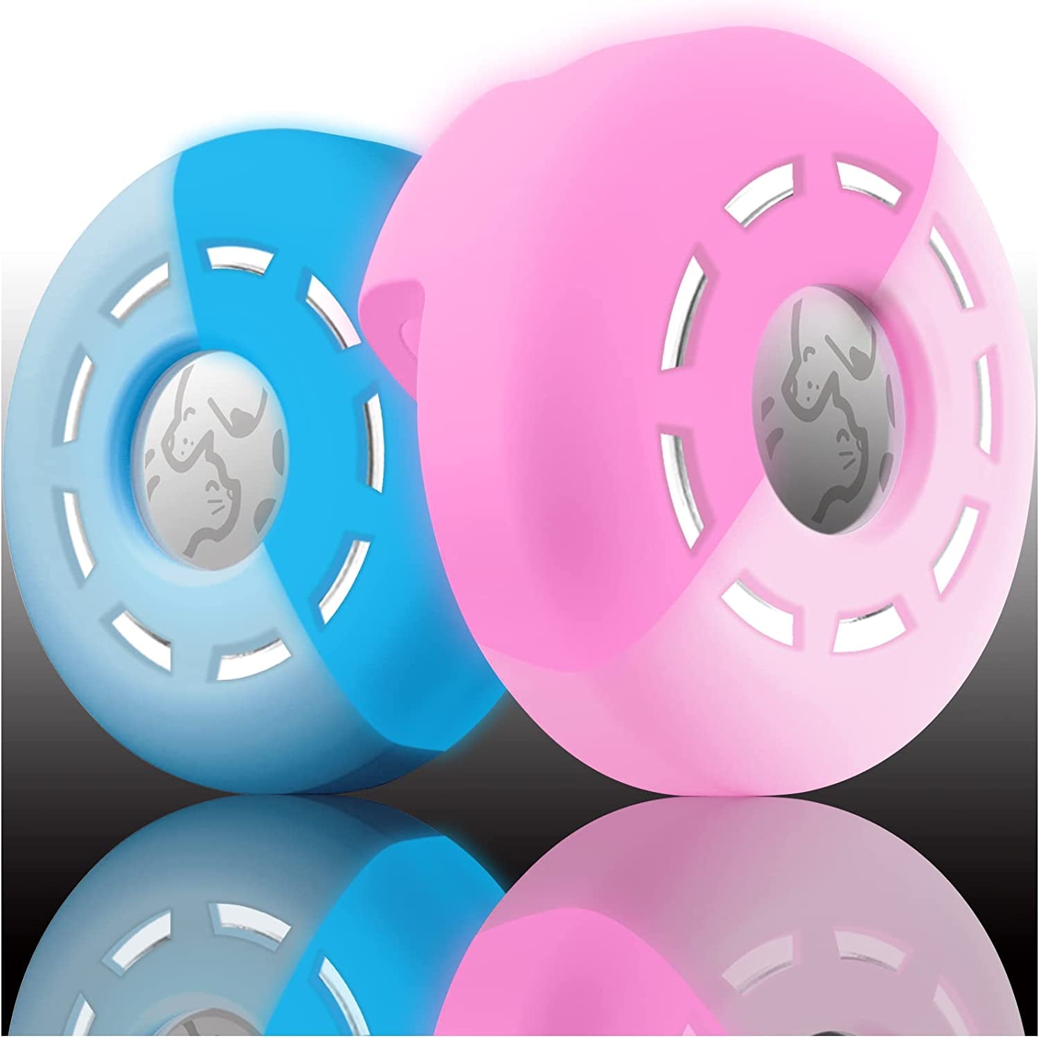 Petrudder Airtag Dog Collar Holder, [2 Pack] Silicone Cat Collar Case for Apple Airtag, Durable Anti-Lost Airtag Holder Compatable with Pet Collars (C Pink+Purple)  Petrudder F GLOW BLUE+PINK  