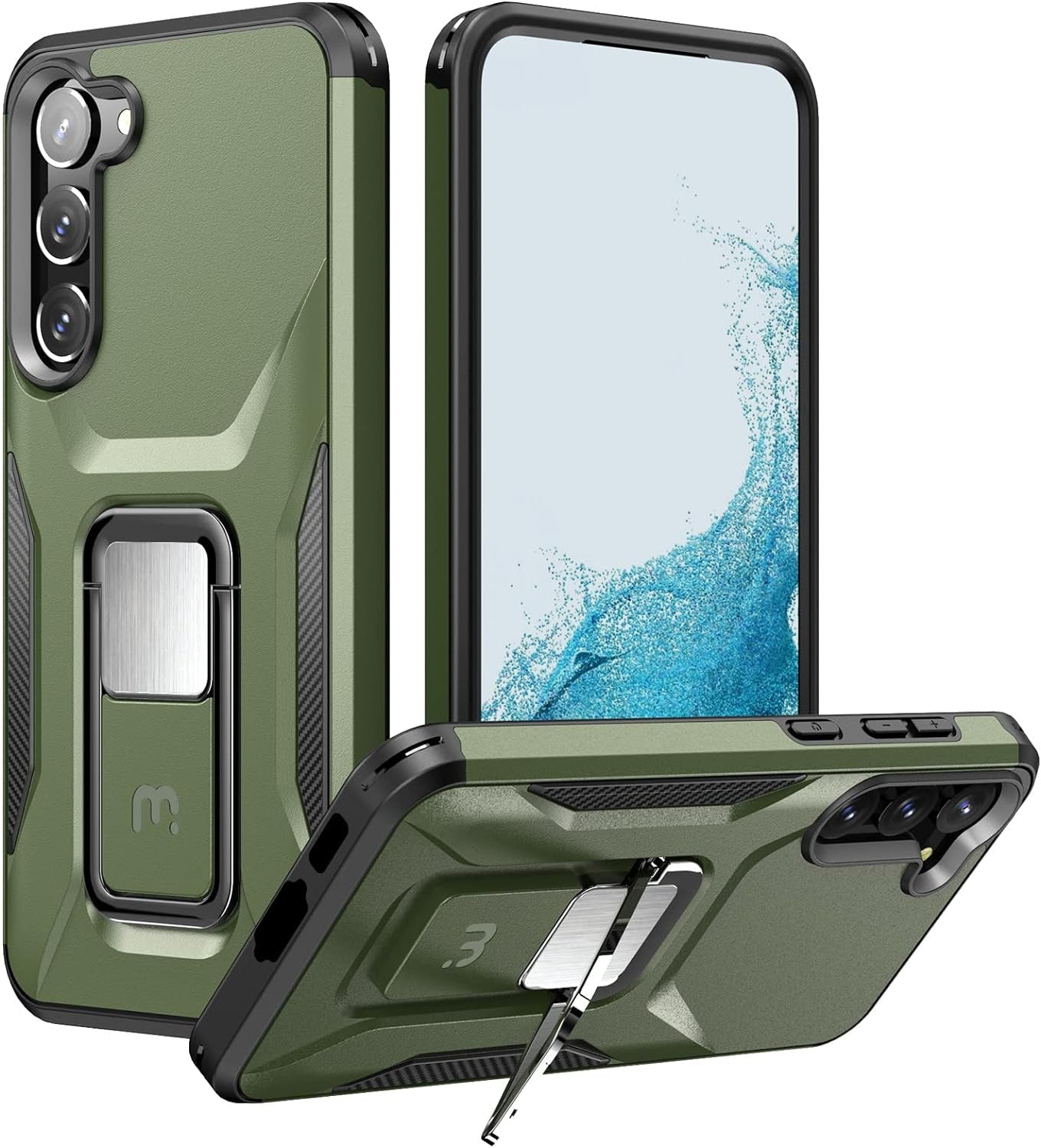 MYBAT Pro Shockproof Stealth Series Case for Samsung Galaxy S22 Ultra Case with Stand 6.8 Inch, Support Magnetic Car Mount, Heavy Duty Military Grade Drop Protective Case with Kickstand - Plum  Valor Communication Inc Army Green Samsung Galaxy S23 