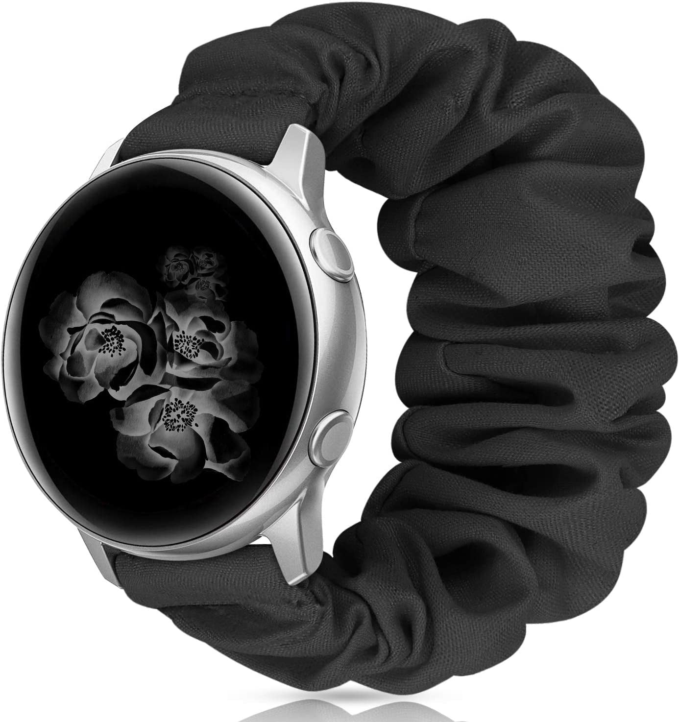 20Mm 22Mm Scrunchies Watch Bands, Cute Elastic Replacement Bands for Women with Quick Release Bar, Fabric Band for Samsung Galaxy Watch 4 5 Pro Galaxy Active, Active 2 40Mm 44Mm Watch Smartwatch Bla-S  ZSMJ   