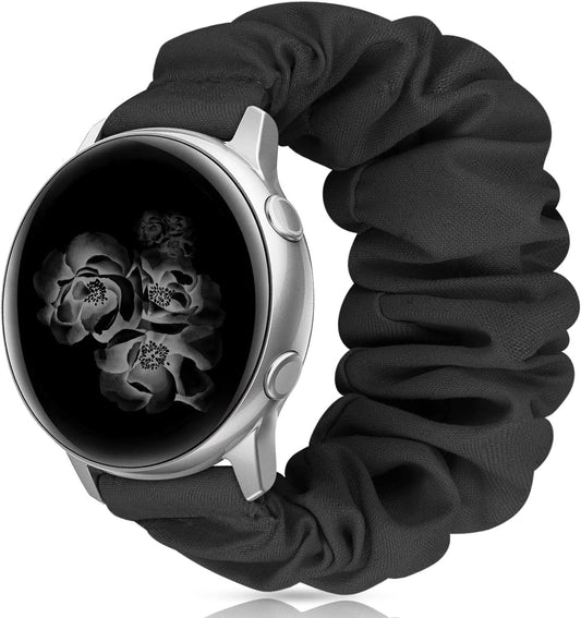 20Mm 22Mm Scrunchies Watch Bands, Cute Elastic Replacement Bands for Women with Quick Release Bar, Fabric Band for Samsung Galaxy Watch 4 5 Pro Galaxy Active, Active 2 40Mm 44Mm Watch Smartwatch Bla-S  ZSMJ   