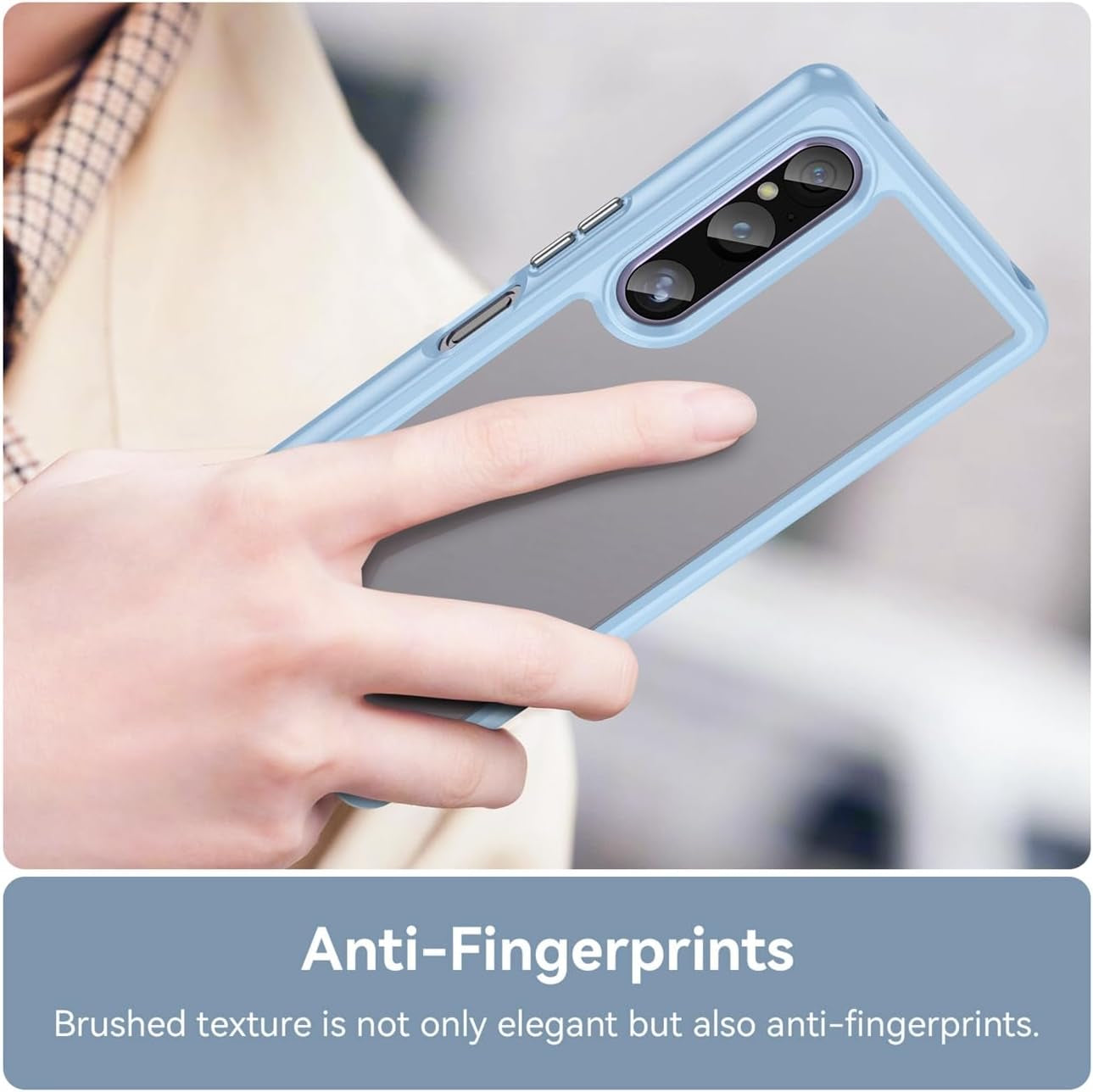 GTBDEKI Clear Case for Xperia 1 V Case, Sony 1V XQDQ62 Case with HD Screen Protector, Anti-Scratch Shockproof Clear Hard PC + TPU Bumper Protective Cover Case for Sony Xperia 1 V Crystal Blue  GTBDEKI   