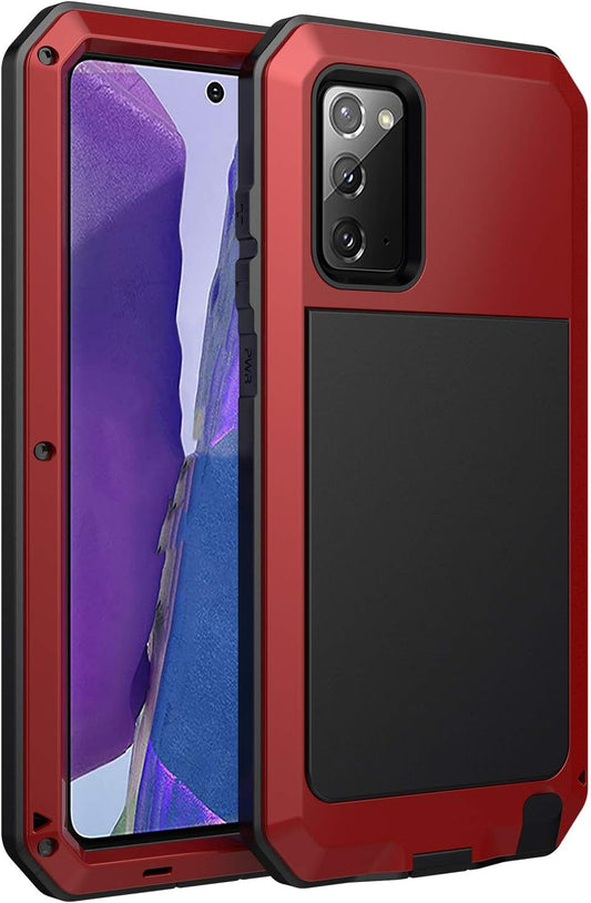 Galaxy Note 20 Case,Built-In Gorilla Glass Luxury Aluminum Alloy Protective Metal Extreme Shockproof Military Bumper Heavy Duty Cover Shell Case for Samsung Galaxy Note 20 6.7" (Red)  Love Mei Nillkin Shellbox   