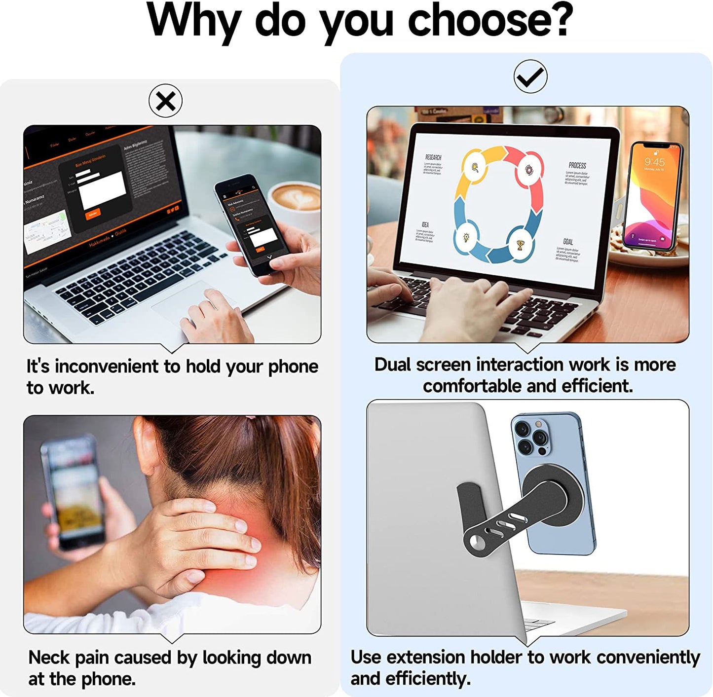 LCYATSI Magnetic Phone Holder, Laptop or Desktop Monitor Side Mount Phone Holder, Slim Portable Foldable Laptop Mount for Iphone 14/13/12 Pro Max Mini Magsafe Case & All Phones, Black  LCYATSI   