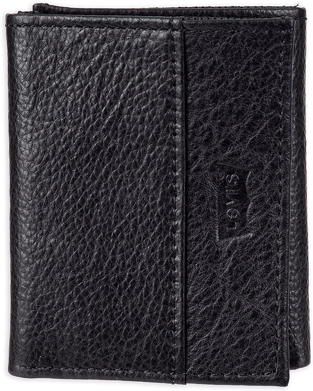 Levi'S Men'S Sleek and Slim Trifold Minimalist Wallet  Levi's Black Stitch One Size 