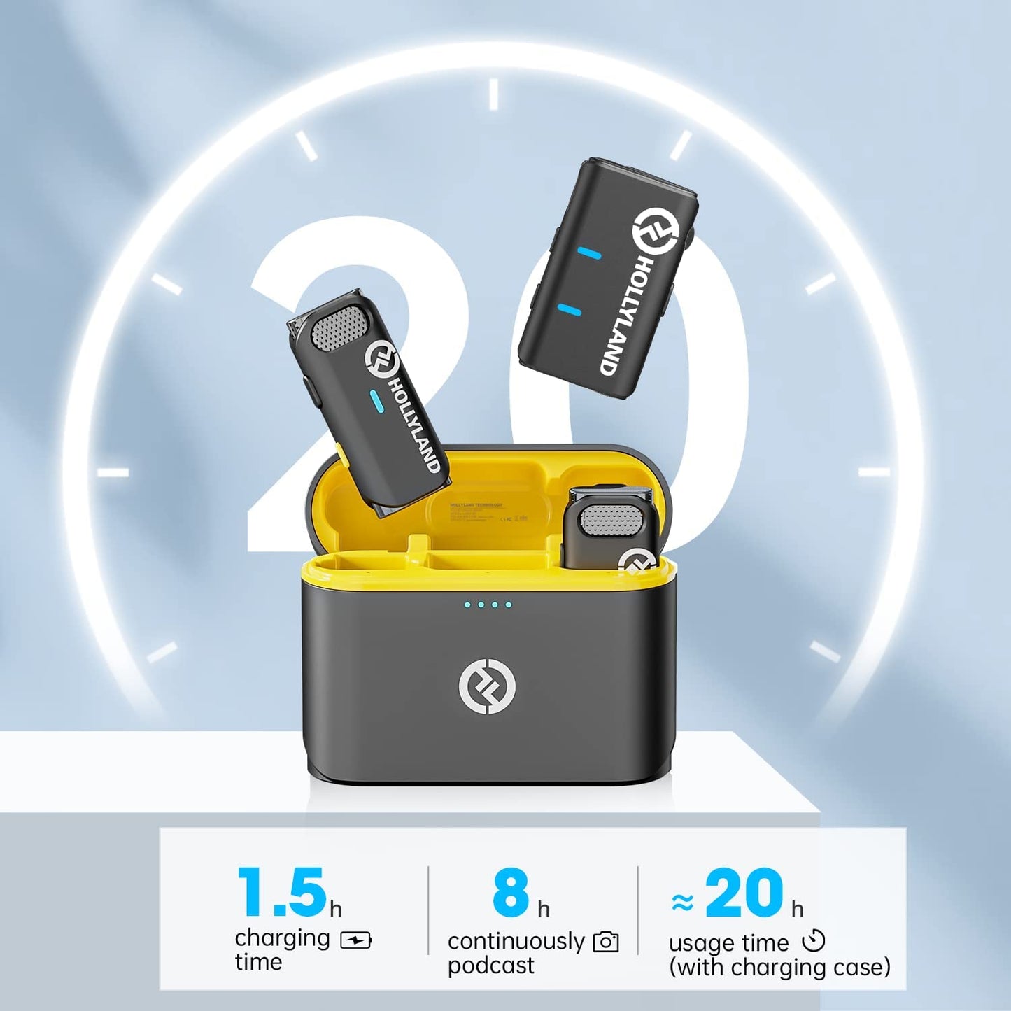 Hollyland Lark M1 Wireless Lavalier Microphone with Noise Cancellation, 656Ft Transmission,8H Battery Life, Compact Wireless Lapel Microphone System for DSLR Cameras/Iphone/Android/Live Streaming  HollyView   