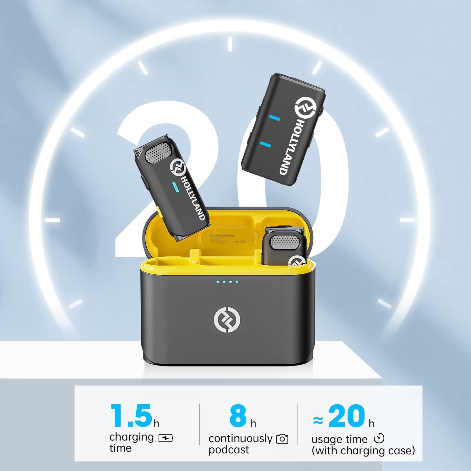 Hollyland Lark M1 Wireless Lavalier Microphone with Noise Cancellation, 656Ft Transmission,8H Battery Life, Compact Wireless Lapel Microphone System for DSLR Cameras/Iphone/Android/Live Streaming  HollyView   