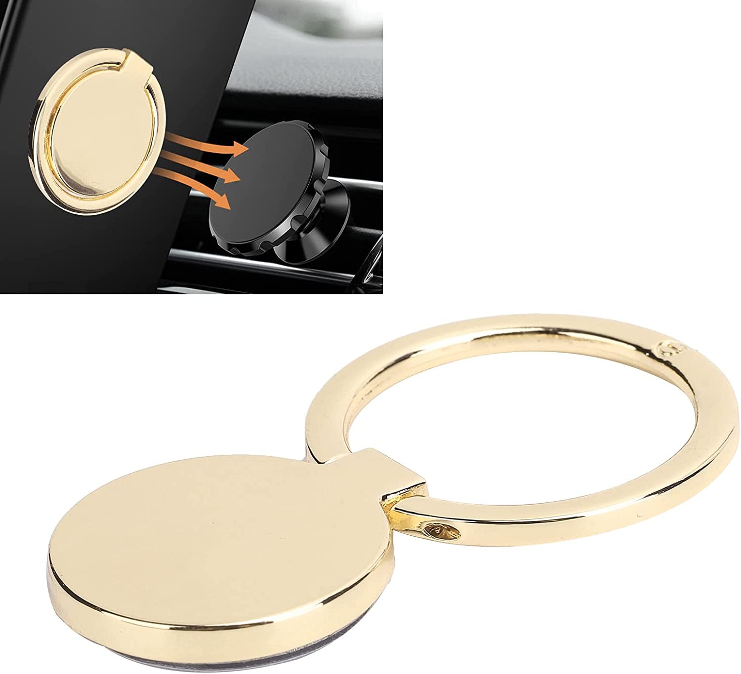 Phone Ring Holder, Mobile Phone Finger Ring Grip 360 Adjustable Metal Phone Holder Magnetic Car Mount for Mobile Phones and Tablets(Gold)  Yoidesu   