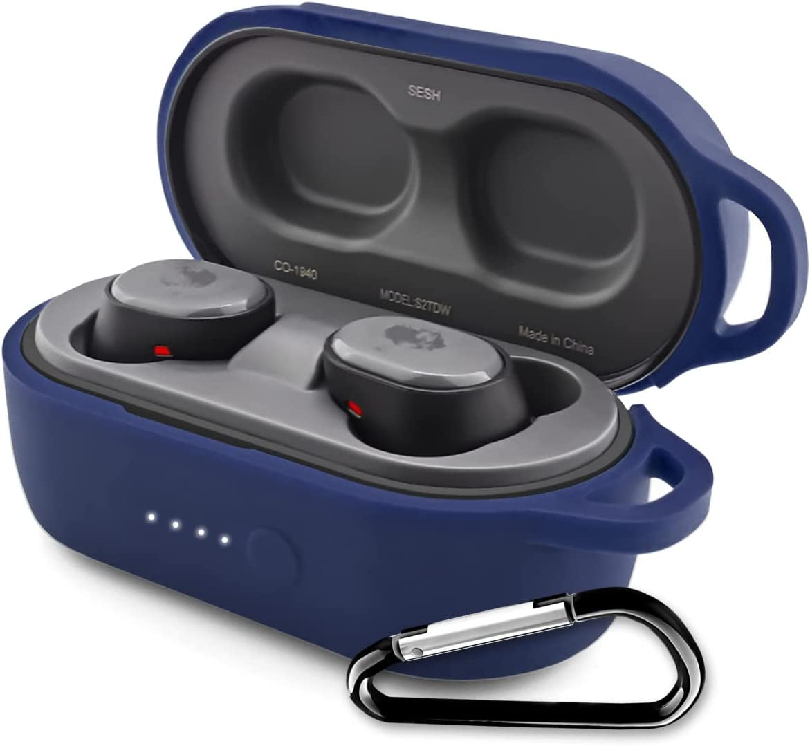 Protective Cover Case for Sesh & Sesh Evo Case (Black) , Soft and Flexible, Anti-Lost & Shockproof Protective Skin Silicone Cover for Sesh Evo Charging Case with Keychain (Visible Front LED)  WQNIDE Blue  