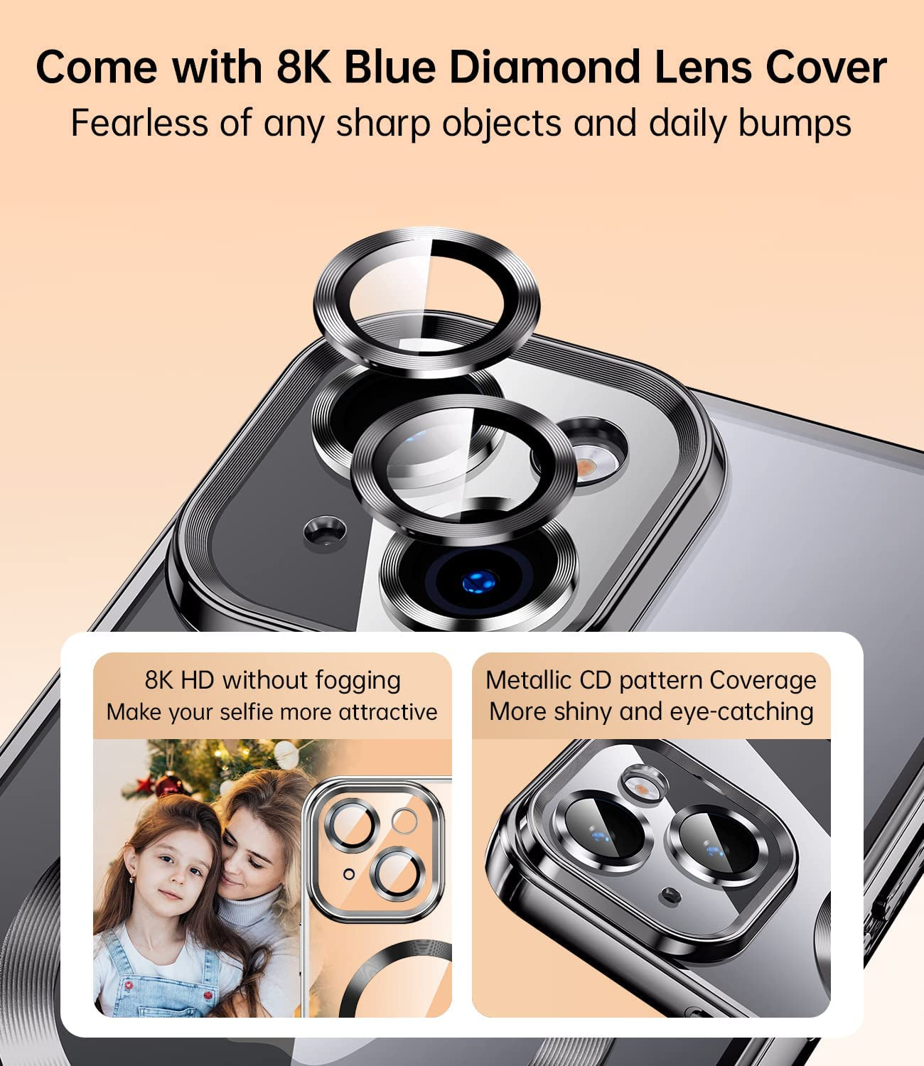 JUESHITUO Magnetic Matallic Glossy Clear for Iphone 14 Case with Full Camera Cover Protection [No.1 Strong N52 Magnets] [Military Grade Drop Protection] for Women Girls Phone Case (6.1")-Space Black  JUESHITUO   