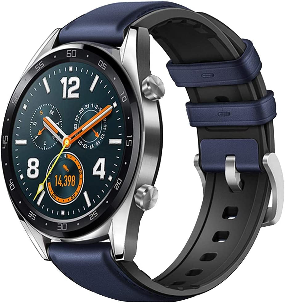 Morsey 22Mm Soft Nylon Watch Bands Compatible for Samsung Galaxy Watch 46Mm/Watch 3 45Mm/Gear S3 Frontier/Classic, Sport Strap Wristband Replacement Bracelet for Women Men (Black)  Morsey Z1 Leather-Blue  