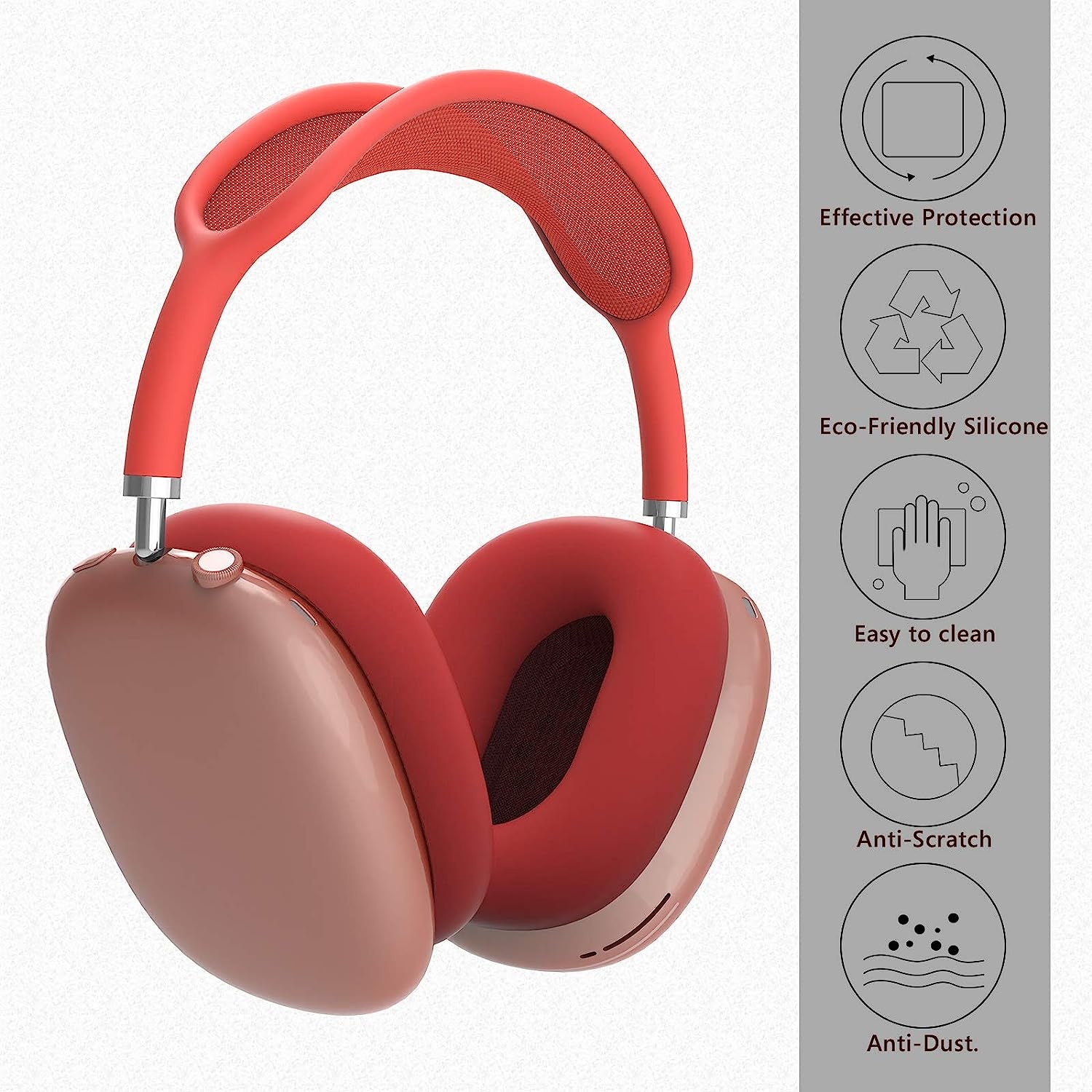 Geekria Silicone Earpad Covers Compatible with Airpod Max, Earpad Protector/Earphone Covers/Earpad Cushion/Ear Pad Covers/Headphone Covers, Easy Installation No Tool Needed (Red)  Geekria   