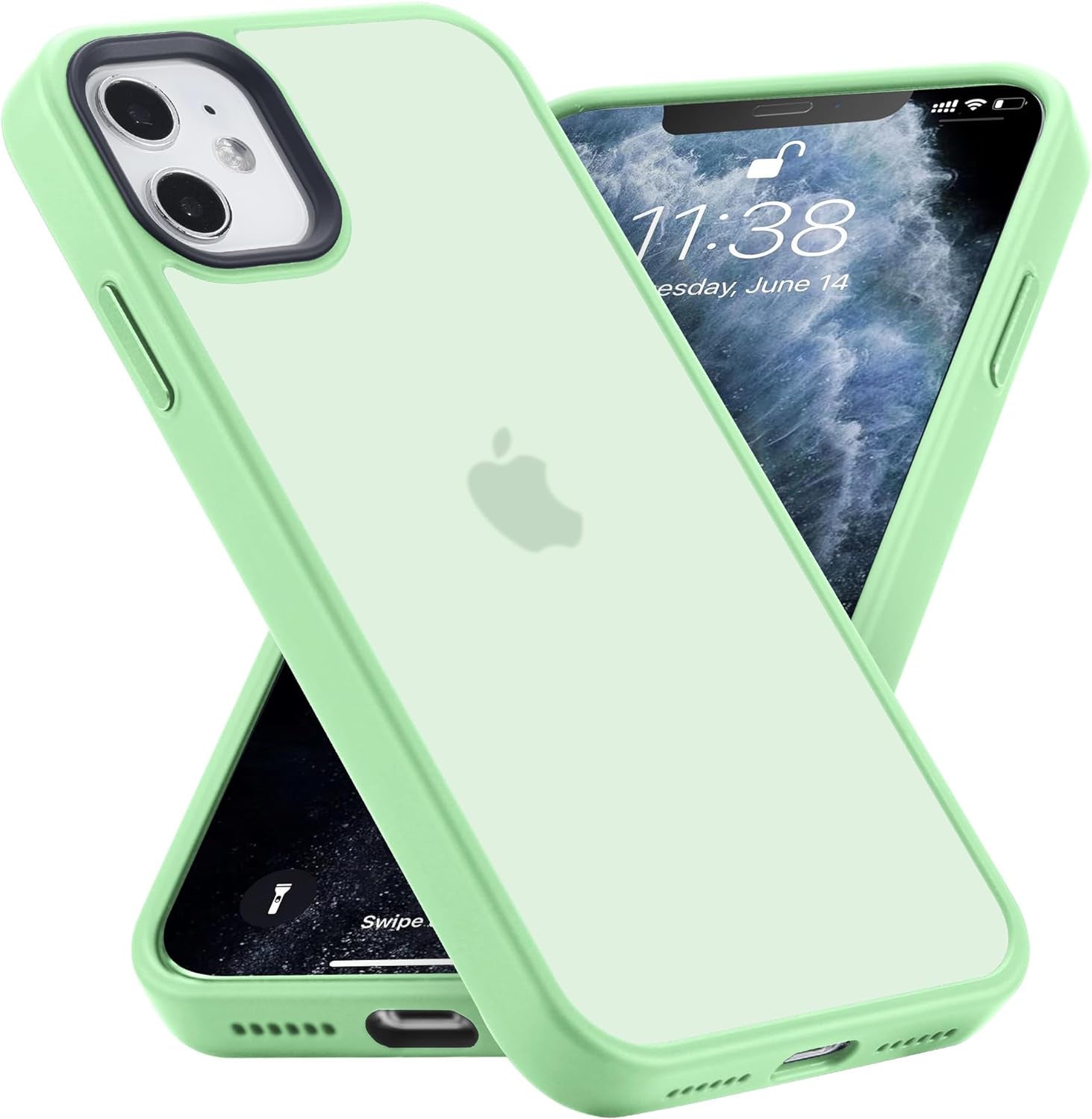 Yriklso for Iphone 11 Magnetic Case, Built in Magnets Compatible with Magsafe, Translucent Matte Hard PC Back Cover + Soft TPU Frame Slim Bumper Case for Iphone 11 （6.1"）,Black  Yriklso Pale Green  