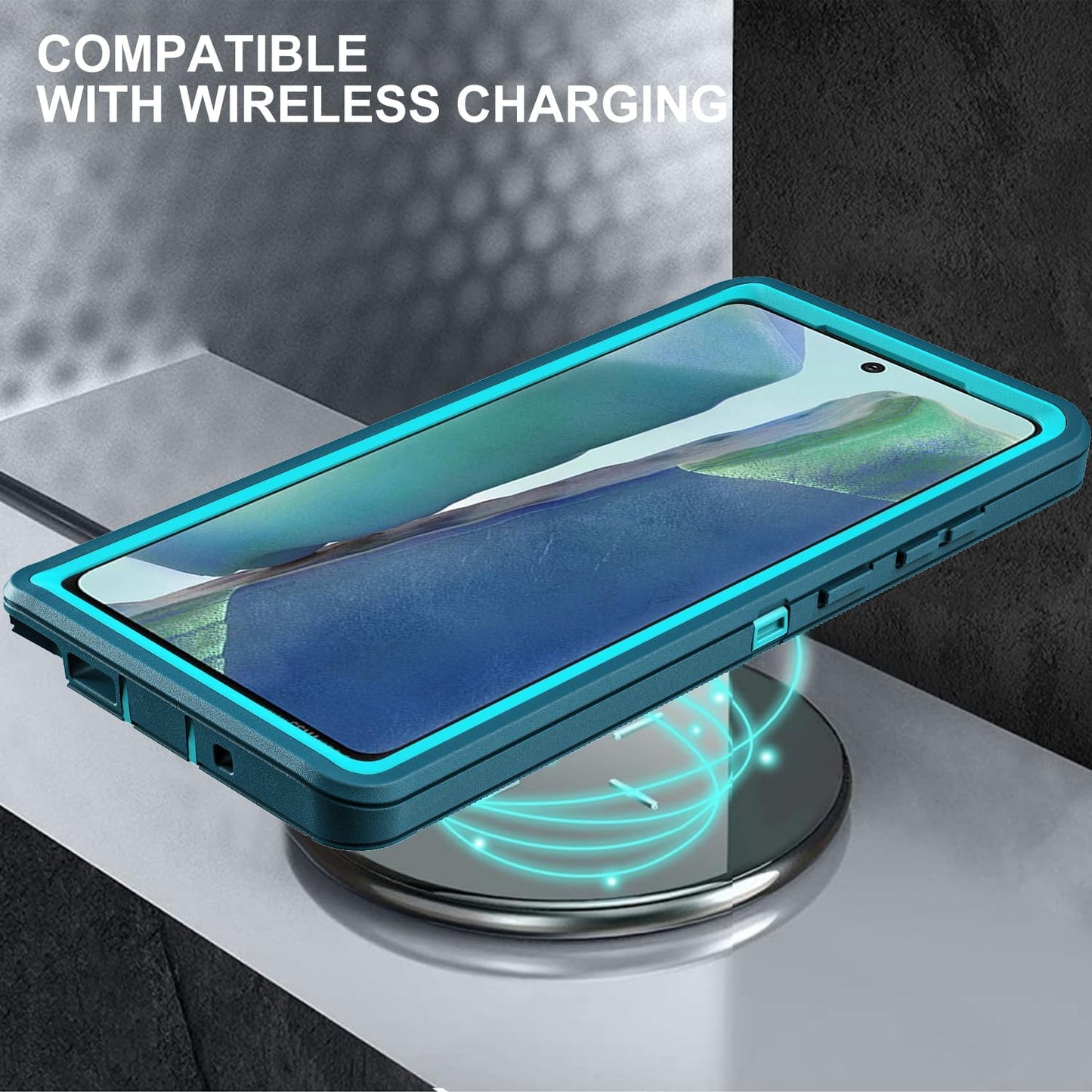 YKHJKLEC for Samsung Galaxy Note 20 Case, Military Grade Shockproof/Drop Proof/Dust Proof Case with 2Pcs Self Healing Flexible TPU Screen Protector & Camera Lens Protector (Blue/Turquoise)  YKHJKLEC   