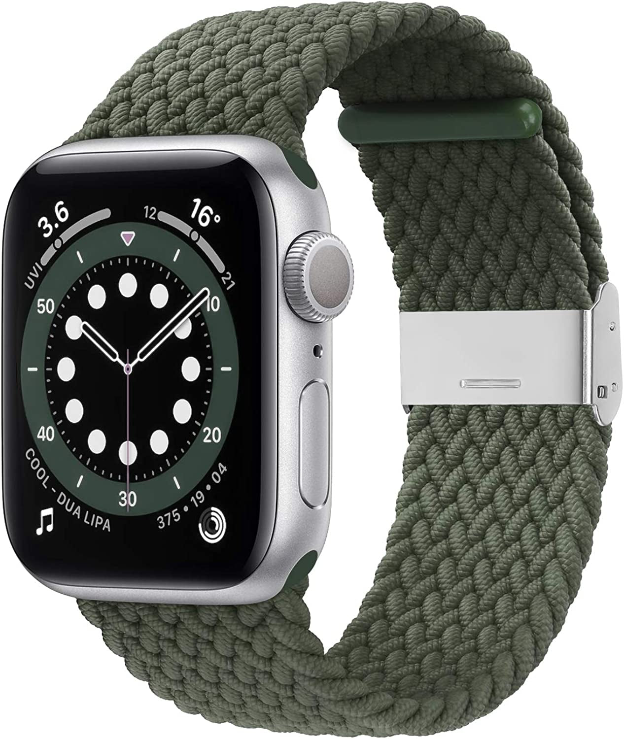 Bagoplus Compatible with Apple Watch Iwatch Bands 49Mm 38Mm 40Mm 41Mm 42Mm 44Mm 45Mm Women Men, Adjustable Braided Solo Loop Stretchable Elastics Sport for Iwatch Series 8/7/6/Se/5/4/3/2/1/Ultra  Bagoplus Army Green 38mm/40mm/41mm - 4.5"-7.9" 