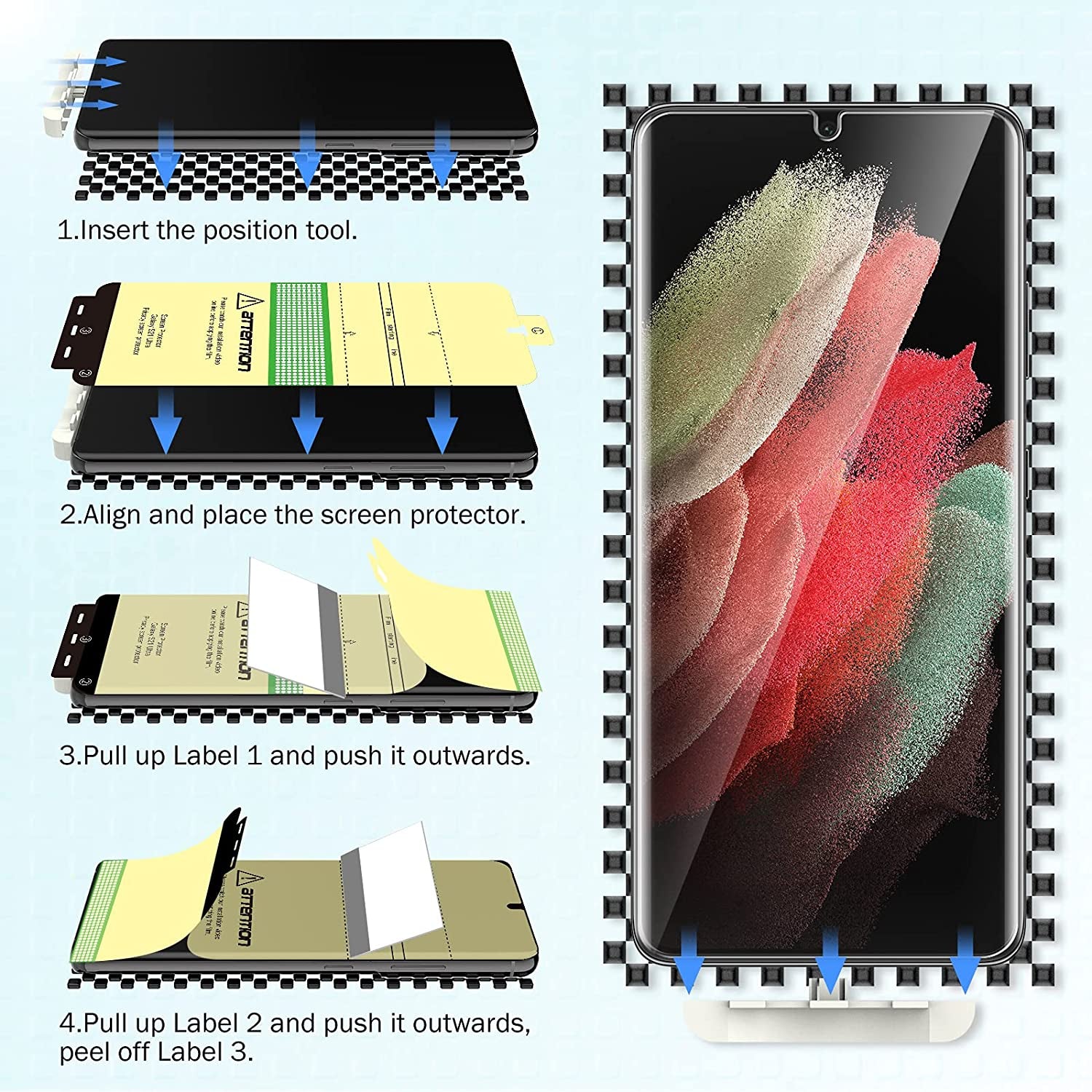 EGV [2+2 Pack] Compatible for Samsung Galaxy S21 Ultra 5G 6.8-Inch, Flexible TPU Screen Protector and Glass Camera Lens Protector[Support Fingerprint Reader] [Easy Installation] Case Friendly  EGV   