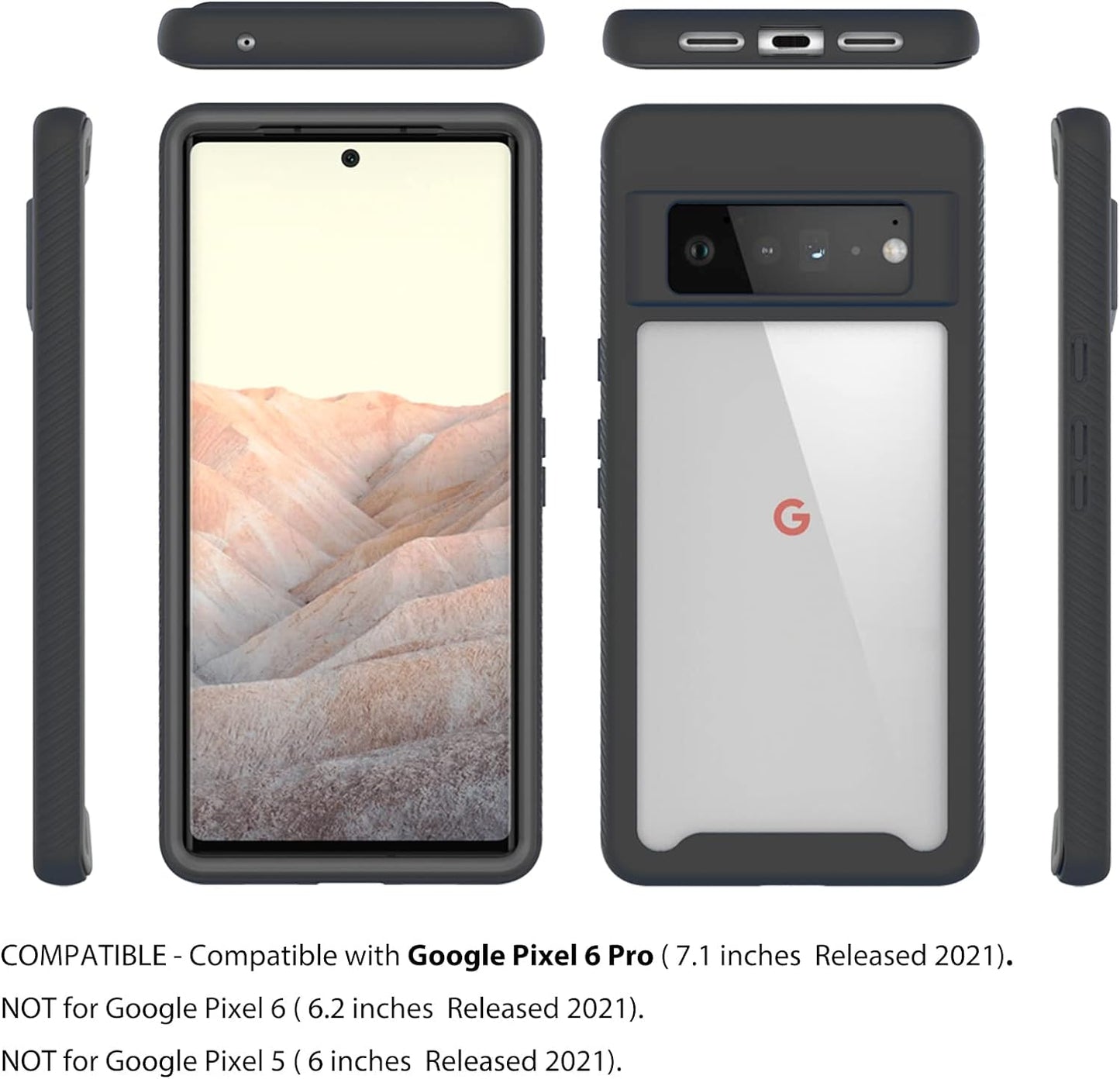 Ailiber Compatible with Google Pixel 6 Pro Case, Pixel 6 Pro Crystal Clear Rugged Bumper Case[Not Fit Pixel 6], Full Body Shockproof Protective, Dual-Layer TPU Anti-Scratch Cover for Pixel 6 Pro-Black  Ailiber   