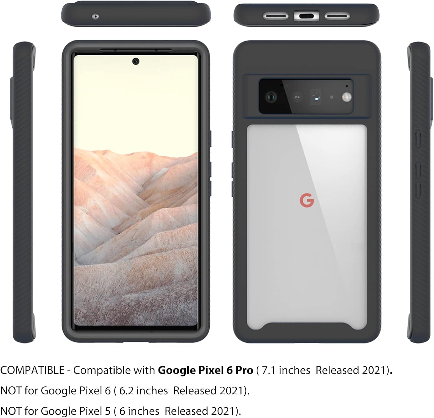 Ailiber Compatible with Google Pixel 6 Pro Case, Pixel 6 Pro Crystal Clear Rugged Bumper Case[Not Fit Pixel 6], Full Body Shockproof Protective, Dual-Layer TPU Anti-Scratch Cover for Pixel 6 Pro-Black  Ailiber   