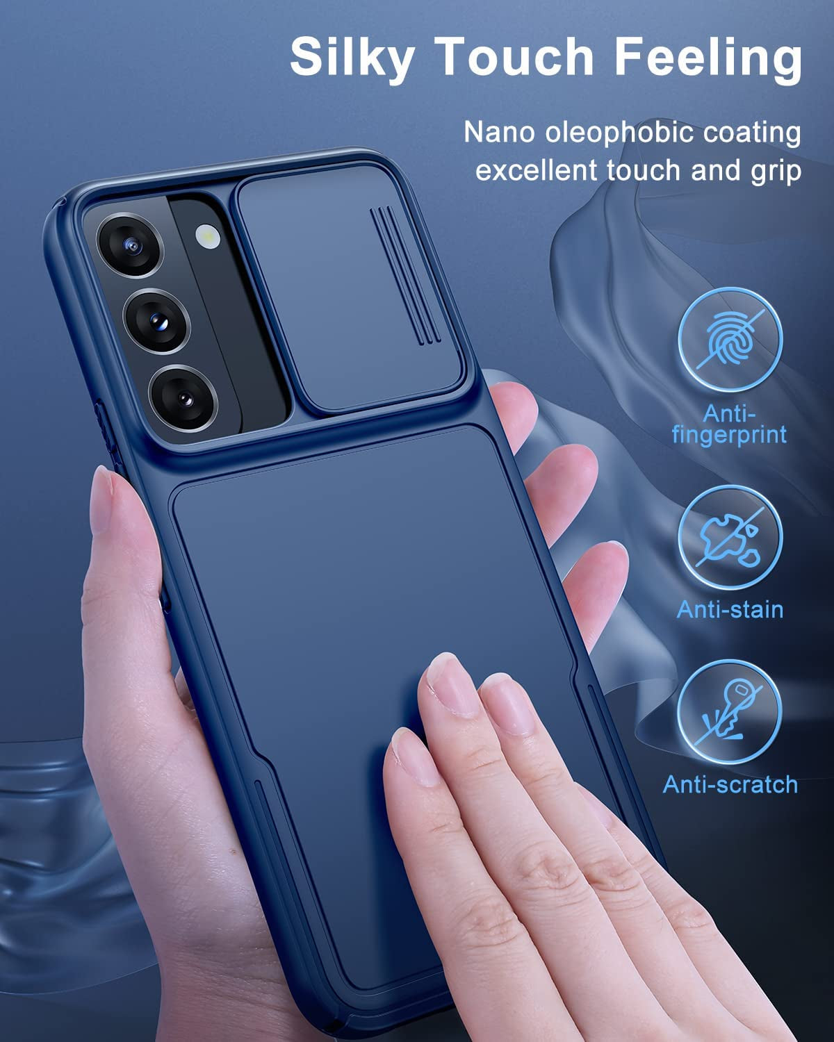 Simtect Designed for Samsung Galaxy S22 Case with Camera Cover [12FT Military Shockproof] [Airbag Protection] Slide Camera Cover Protection for Samsung Galaxy S22 Case 5G 6.1 Inch, Navy Blue  YSKWA   