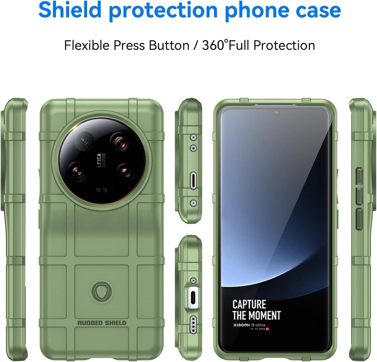 Ysnzaq Military Grade Durable Rugged Case for Xiaomi 13 Ultra (Not 13), Ultra Slim Soft TPU Shockproof Protective Phone Cover for Xiaomi 13 Ultra HD Green  Ysnzaq   