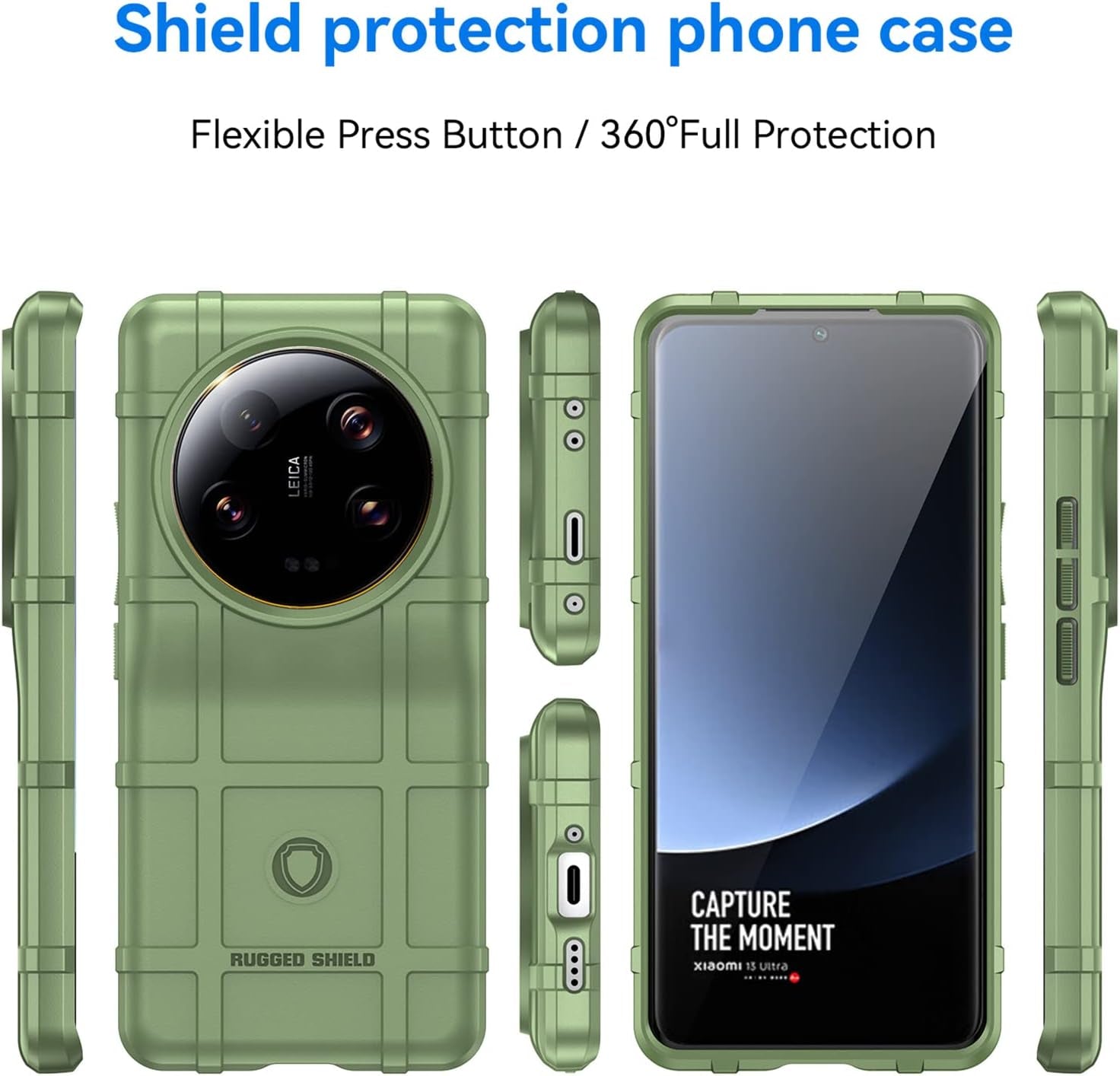 Ysnzaq Military Grade Durable Rugged Case for Xiaomi 13 Ultra (Not 13), Ultra Slim Soft TPU Shockproof Protective Phone Cover for Xiaomi 13 Ultra HD Green  Ysnzaq   