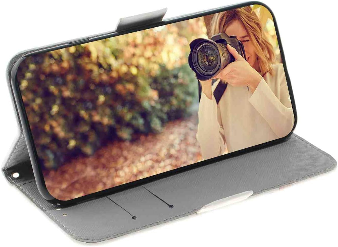 Mojiery Phone Cover Wallet Folio Case for LG V40 THINQ, Premium PU Leather Slim Fit Cover, 2 Card Slots, Fitting Cover, Cute Cat  MojieRy   