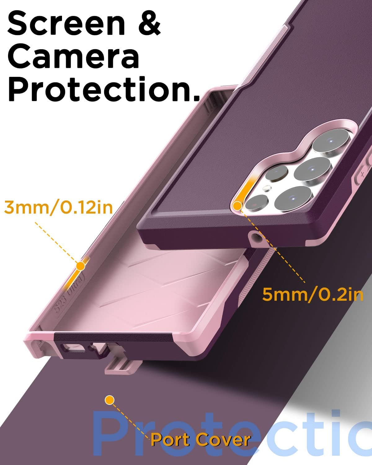 Aicase for Samsung Galaxy S23 Ultra Case,Heavy Duty Drop Protection Full Body Rugged Shockproof Military Protective Tough Durable Cover for Samsung Galaxy S23 Ultra 6.8"_Burgundy/Pink  AICase   