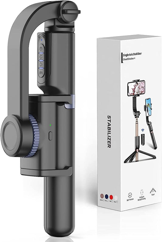 Gimbal Stabilizer for Smartphone with Extendable Selfie Stick and Tripod, 1-Axis Multifunction Remote 360°Automatic Rotation, Auto Balance for Iphone/Android  Obudyard   