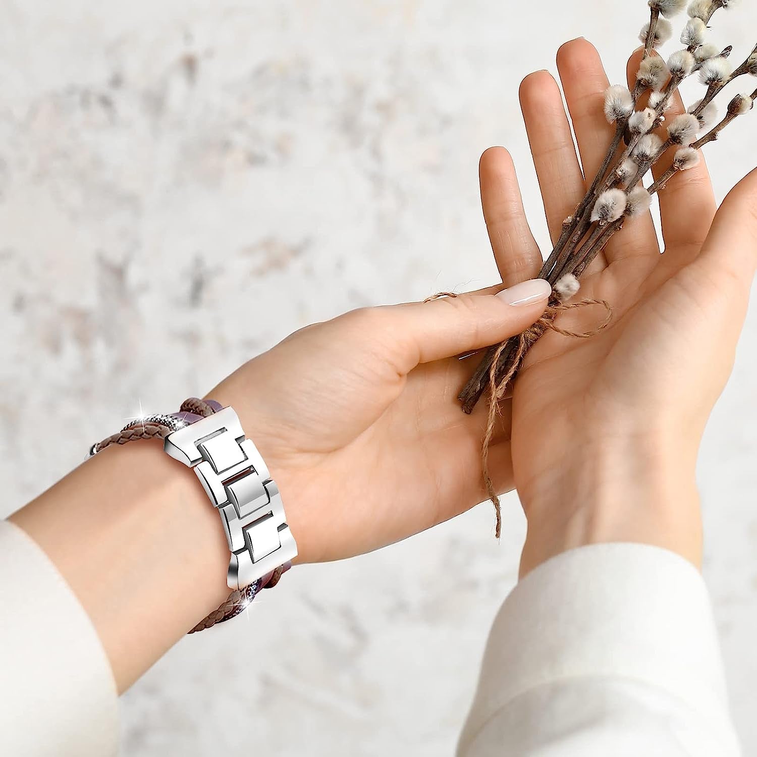 ACEDAX Bracelet Work with Apple Watch Band 44/45Mm, Boho Chic Leather Strap for Apple Watch Ultra Band 49Mm with Silver Metal Buckle,Multilayer Wrap Jewelry for Iwatch Series 8 7 6 SE 5 4 3 Gray Women  ACEDAX   