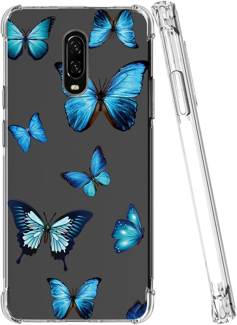 Vokuha for Oneplus 7 Gm1901/Oneplus 6T A6010 Case for Girls Women, Cute Clear Slim Shockproof Pattern Soft Flexible TPU Rubber Back Phone Protective Cover Cases for Oneplus 6T (Blue Butterfly)  Vokuha   