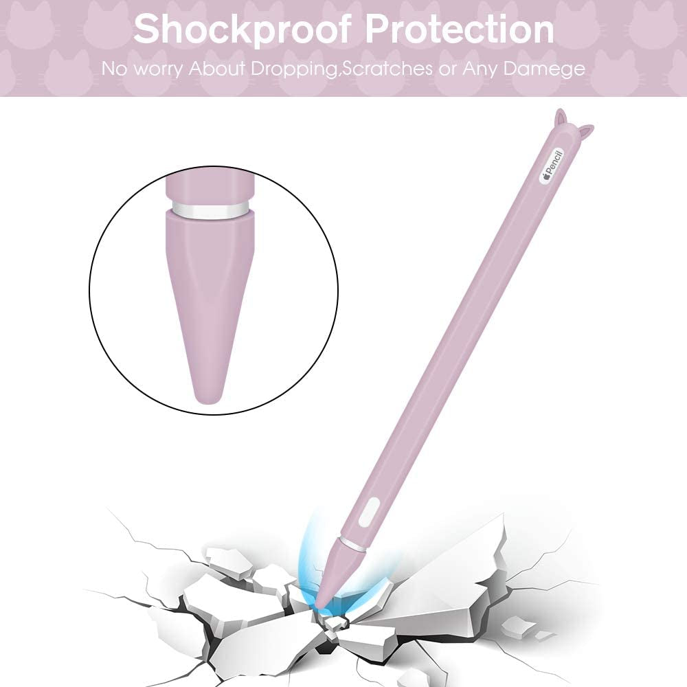 Silicone Case for Apple Pencil 2Nd Generation Holder Sleeve Skin Pocket Cover Accessories Kit for Ipad Pro 11 12.9 Inch 2018, Cute Soft Grip Pouch Cap Holder and 2 Protective Nib Covers (Purple)  Hydream   