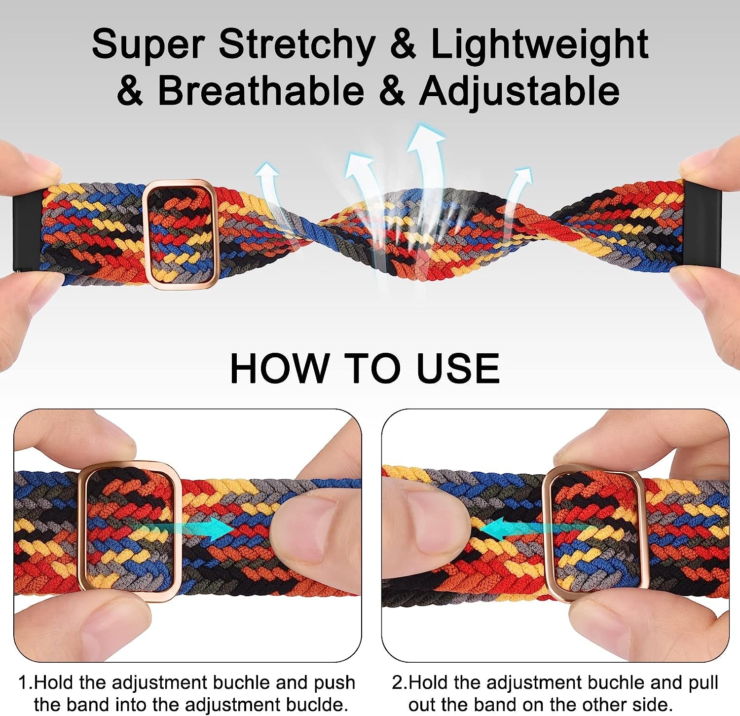 Wanme Bands for Garmin Venu / Vivoactive 3 Watch Band, 20Mm Adjustable Braided Elastic Replacement Wristband Strap for Garmin Venu Sq, Vivoactive 3 Music, Forerunner 645 / 245 Music, Samsung Galaxy Watch 4  Wanme   