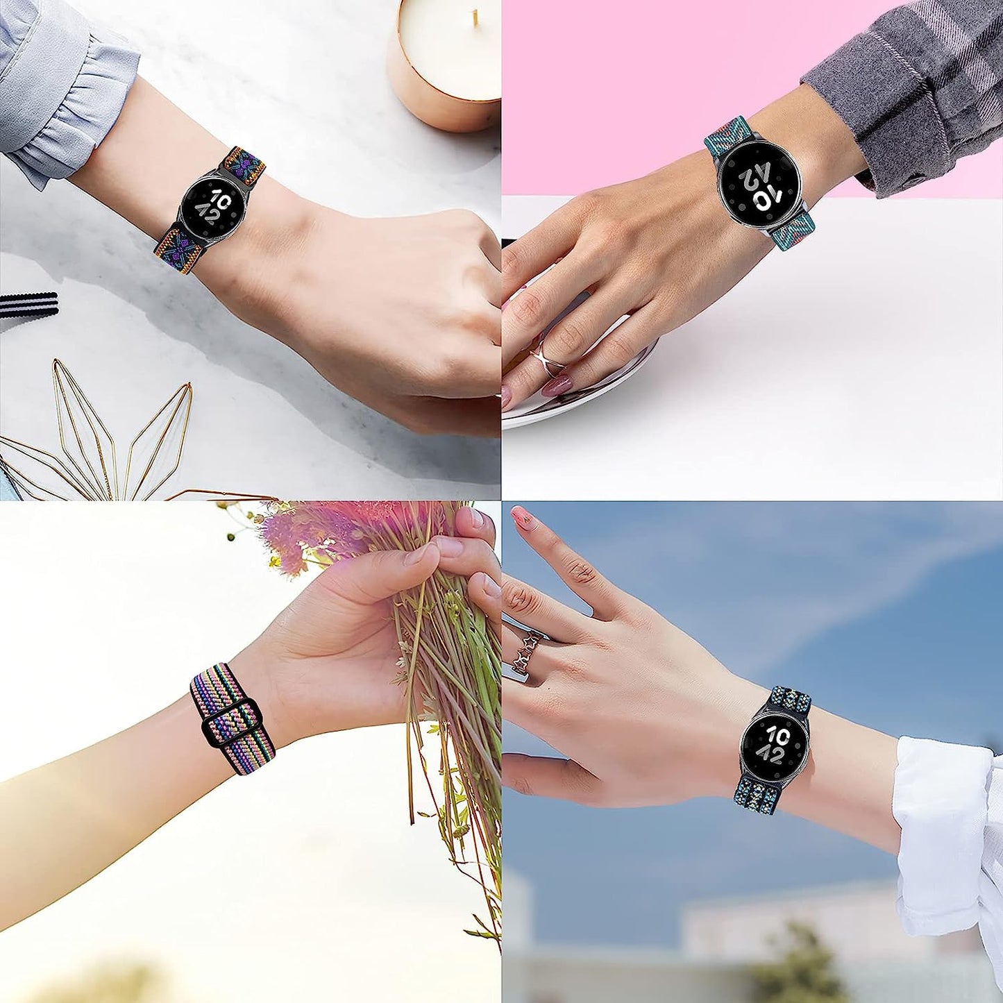 20Mm Stretchy Bands Compatible with Samsung Galaxy Watch 5/4 40Mm 44Mm/Watch 5 Pro 45Mm/Watch 4 Classic 42Mm 46Mm, Nylon Strap for Galaxy Active 2 40 44Mm/Active 40Mm/Watch 3 41Mm/Galaxy Watch 42Mm  BOTNUW   