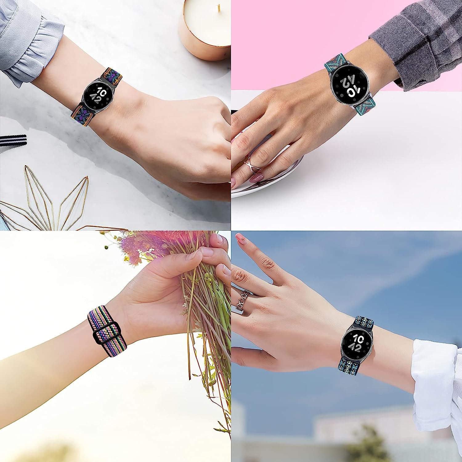 20Mm Stretchy Bands Compatible with Samsung Galaxy Watch 5/4 40Mm 44Mm/Watch 5 Pro 45Mm/Watch 4 Classic 42Mm 46Mm, Nylon Strap for Galaxy Active 2 40 44Mm/Active 40Mm/Watch 3 41Mm/Galaxy Watch 42Mm  BOTNUW   