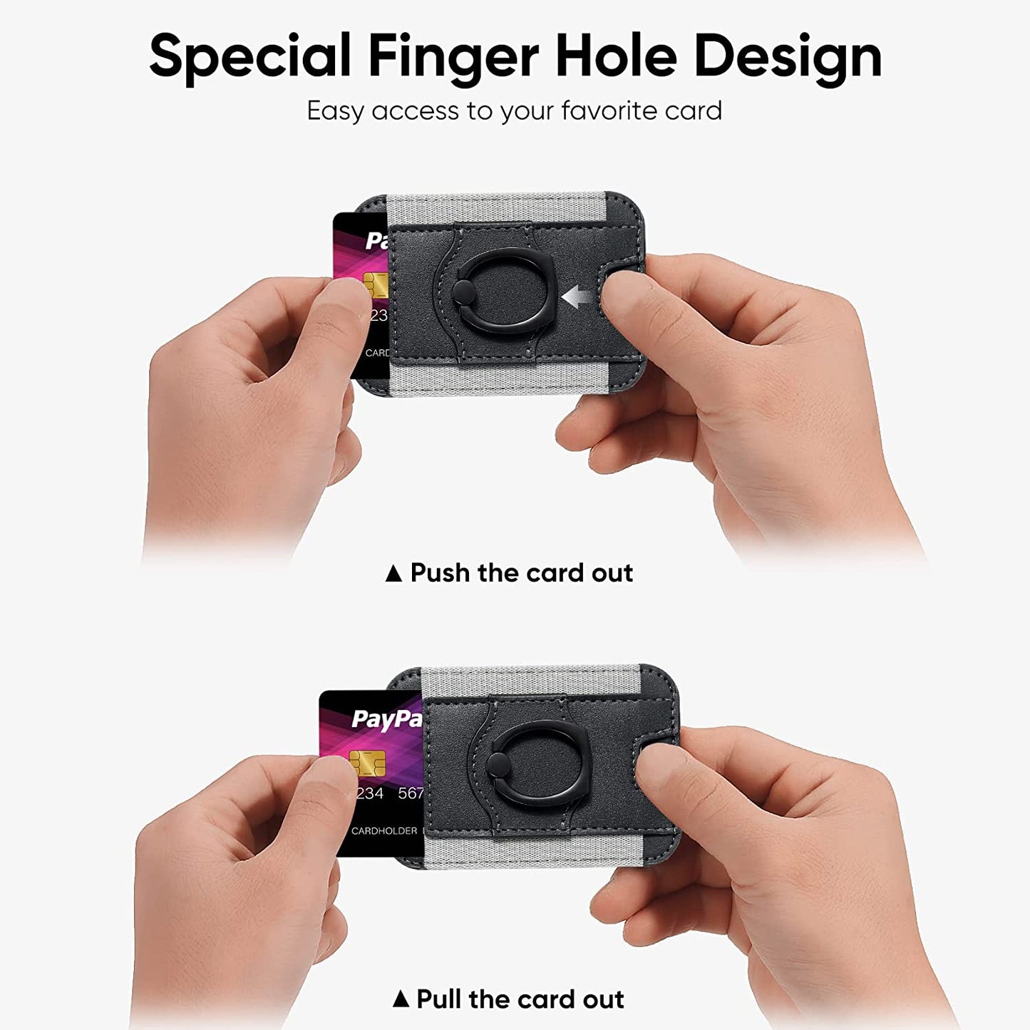 Magnetic Card Wallet Holder with Grip, Magsafe Wallet for Apple Iphone 14 Pro Max/14 Pro/14/13/12, Magsafe Leather Wallet, Magnetic Wallet for Iphone 14/13/12 Series, Fit 7 Cards, Black  ExtreLife   