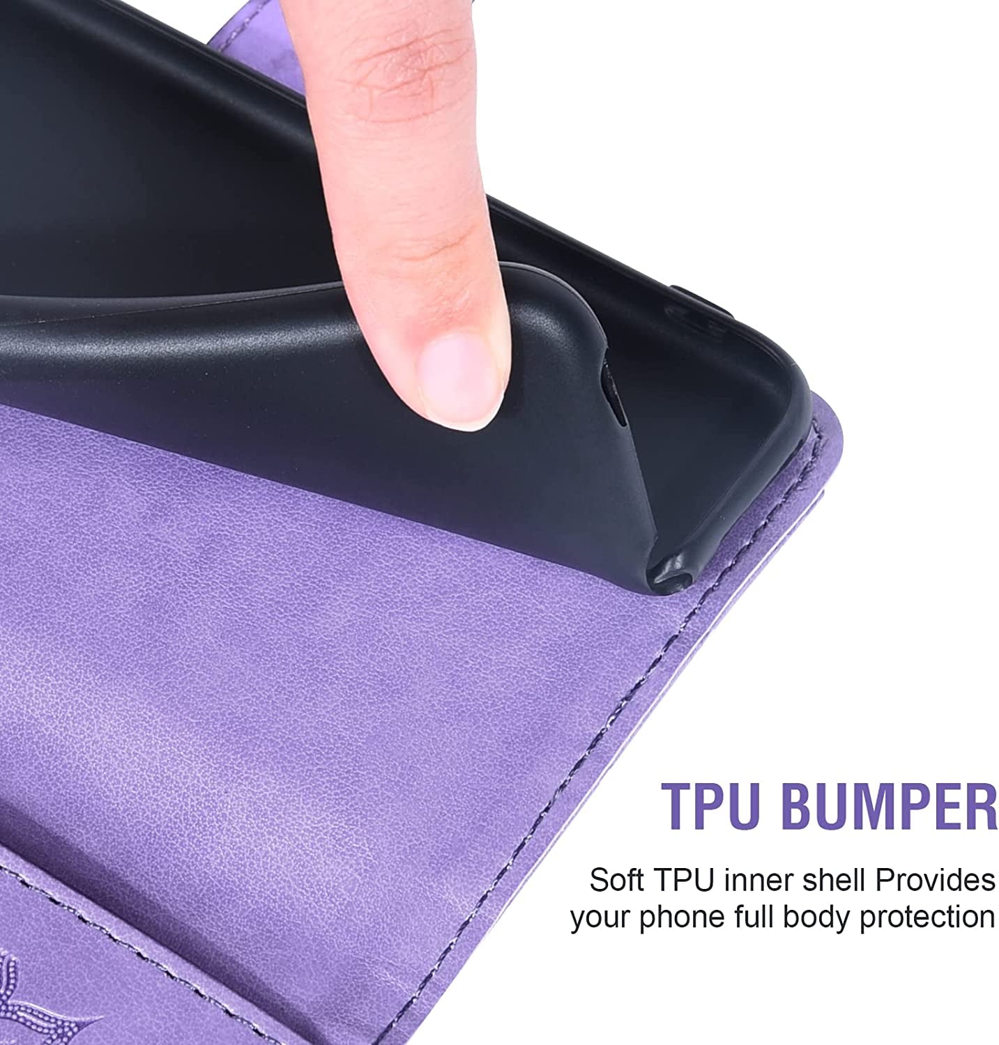 Phone Case for LG G6 Wallet Cases with Tempered Glass Screen Protector and Leather Slim Flip Cover Card Holder Stand Cell Accessories LGG6 Thinq LG6 Thin Q G 6 plus G6+ 6G VS988 H872 Women Purple  Asuwish   