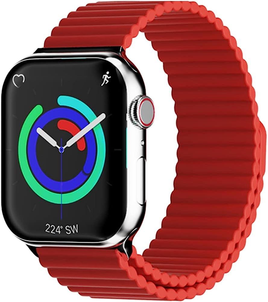 Heike Sport Loop Compatible with Apple Watch Ultra Bands 49Mm 45Mm 44Mm 42Mm 41Mm 40Mm 38Mm, Soft Silicone Magnetic Clasp Adjustable Replacement Wristband for Iwatch Series SE Ultra 8 7 6 5 4 3 2 1 for Women Men  HeiKe Red 38mm/40mm/41mm 